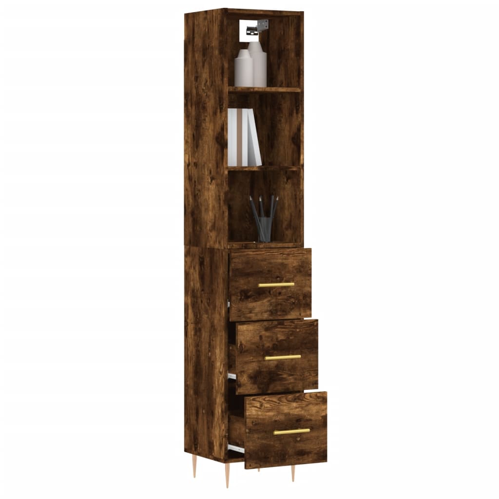 vidaXL Skříň highboard kouřový dub 34,5 x 34 x 180 cm kompozitní dřevo