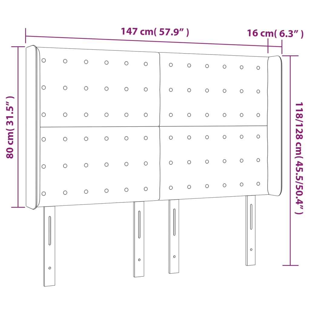 vidaXL Čelo postele typu ušák bílé 147x16x118/128 cm umělá kůže