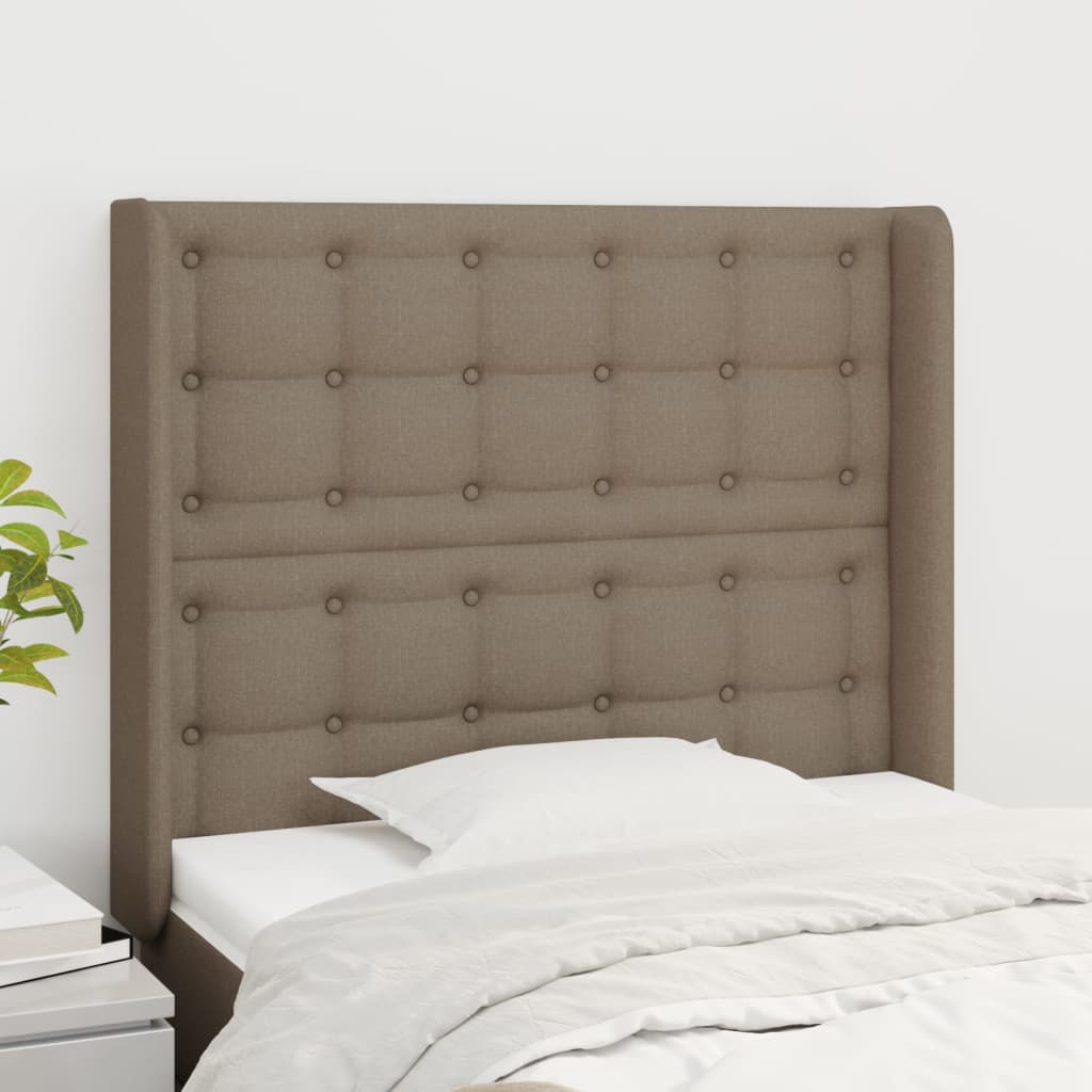 vidaXL Čelo postele typu ušák taupe 103x16x118/128 cm textil