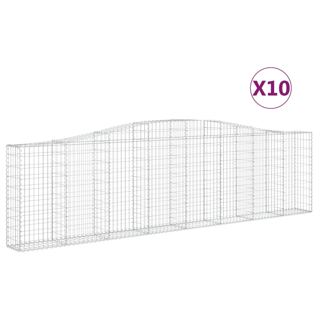 vidaXL Klenuté gabionové koše 10ks 400x30x100/120cm pozinkované železo