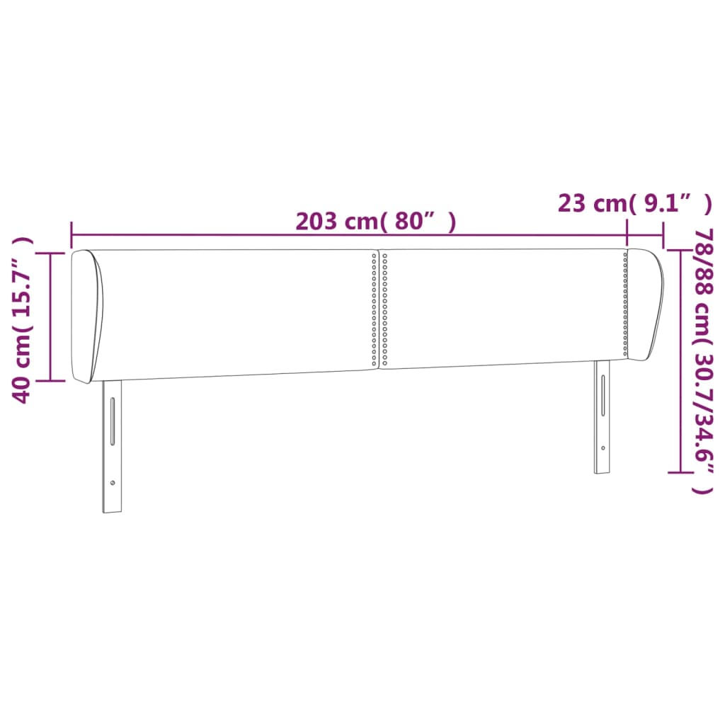 vidaXL Čelo postele typu ušák krémové 203x23x78/88 cm textil