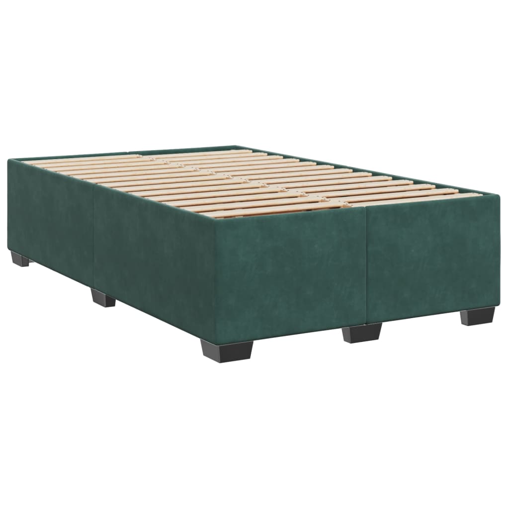 vidaXL Box spring postel s matrací tmavě zelená 120 x 200 cm samet