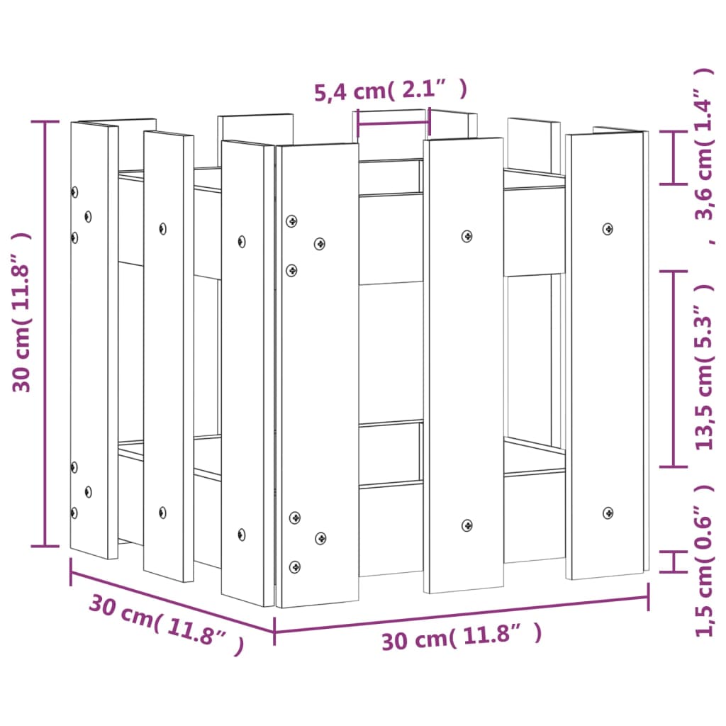 vidaXL Zahradní truhlík plotový design 30x30x30 cm impregnované dřevo