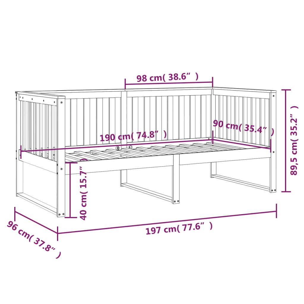 vidaXL Válenda medově hnědá 90 x 190 cm masivní borové dřevo