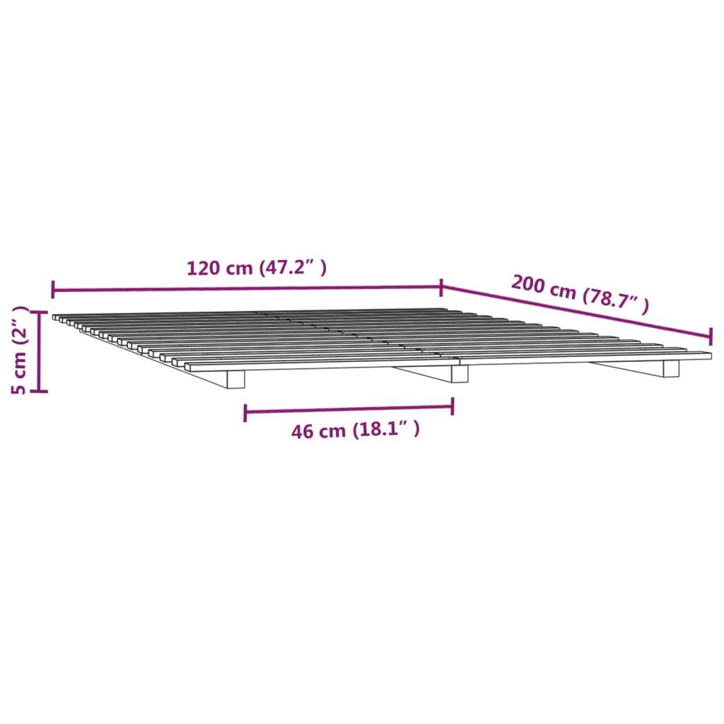 vidaXL Rám postele medově hnědý 120 x 200 cm masivní borovice