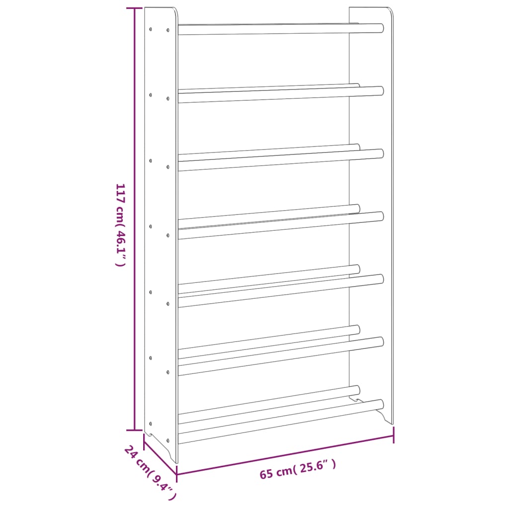 vidaXL Botník hnědý 65x24x117 cm kompozitní dřevo