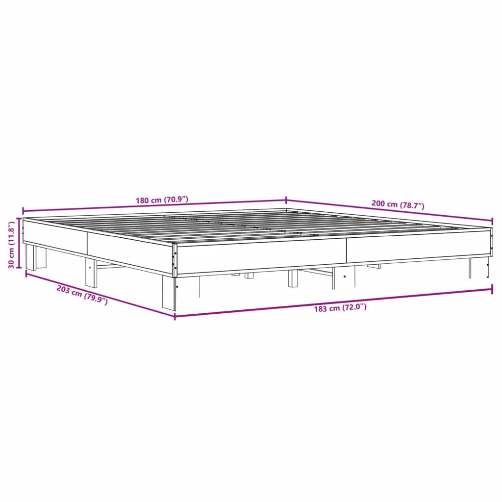 vidaXL Rám postele černý 180 x 200 cm kompozitní dřevo a kov