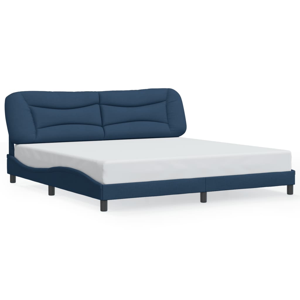 vidaXL Rám postele s čelem modrý 200 x 200 cm textil