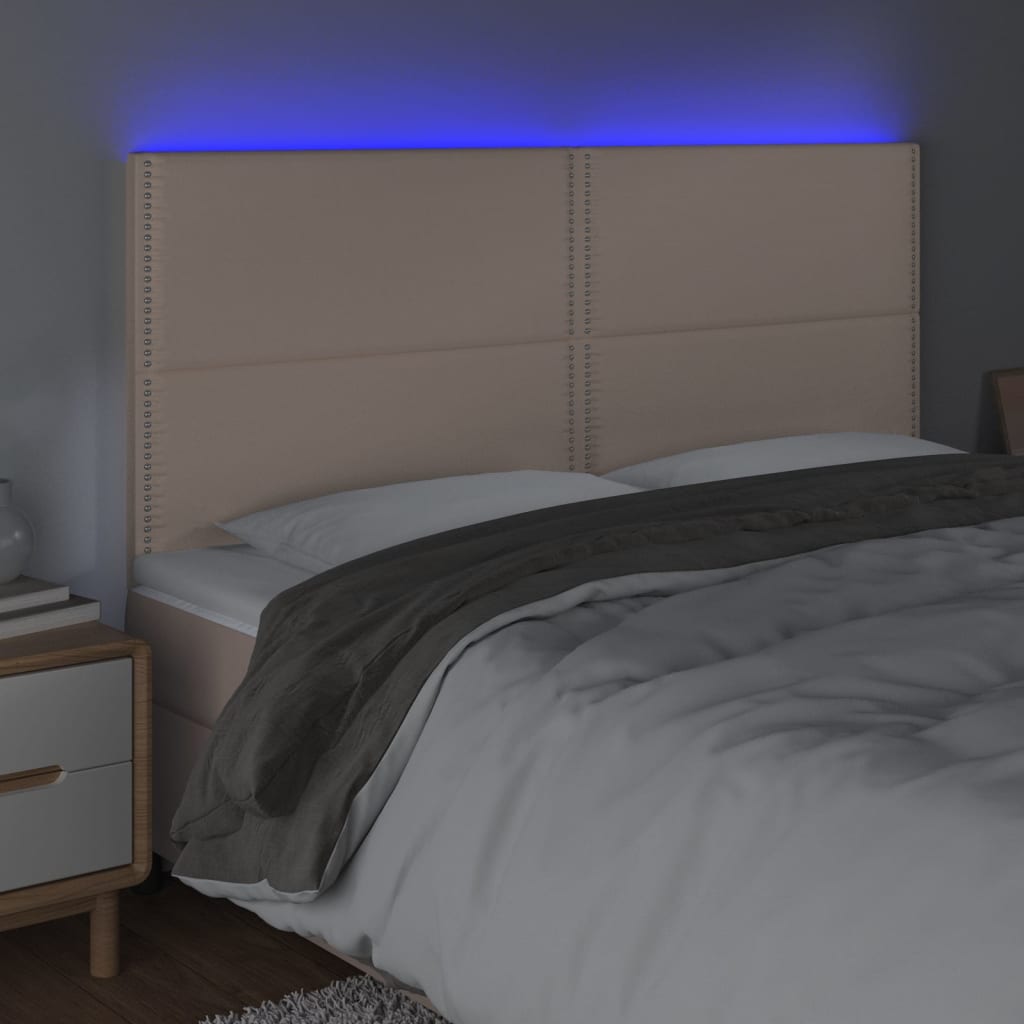 vidaXL Čelo postele s LED cappuccino 180x5x118/128 cm umělá kůže