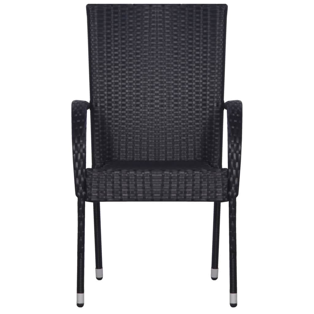 vidaXL Stohovatelné zahradní židle 4 ks polyratan černé
