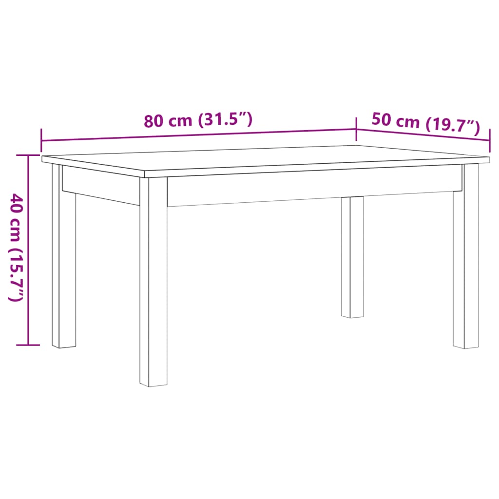 vidaXL Konferenční stolek voskově hnědý 80x50x40 cm masivní borovice