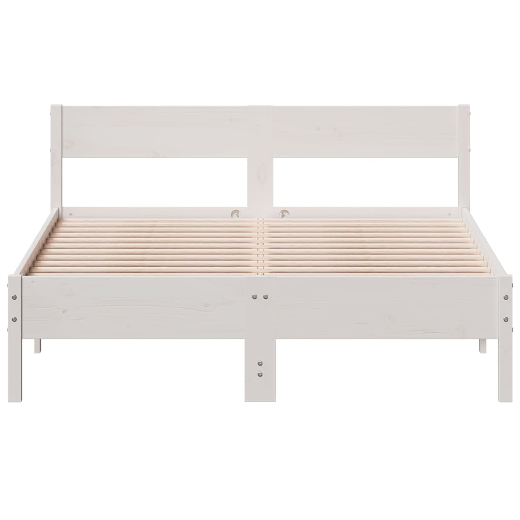 vidaXL Rám postele s čelem bílý 160 x 200 cm masivní borové dřevo