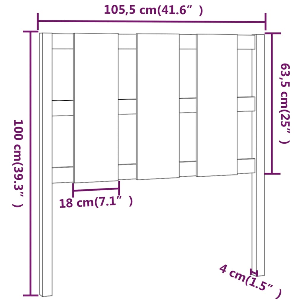 vidaXL Čelo postele bílé 105,5 x 4 x 100 cm masivní borovice