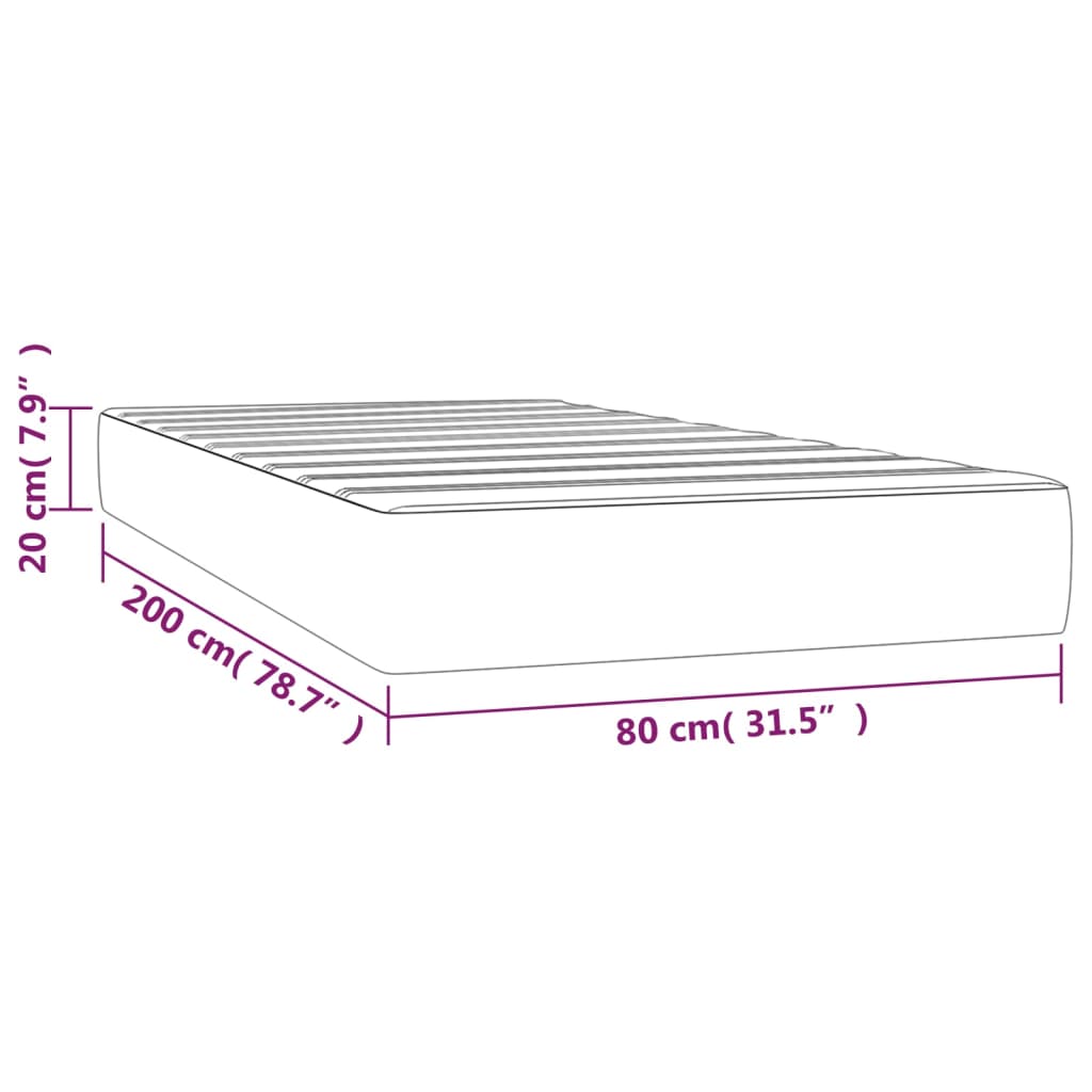 vidaXL Taštičková matrace tmavě šedá 80 x 200 x 20 cm samet