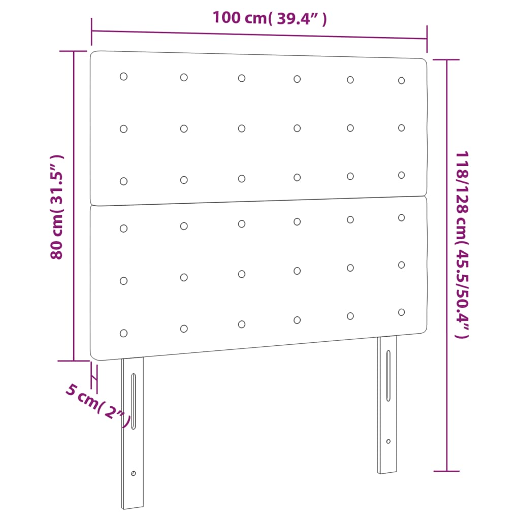 vidaXL Čelo postele s LED tmavě šedé 100x5x118/128 cm samet