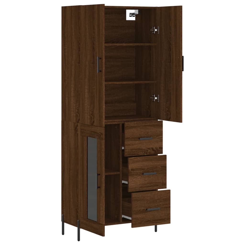 vidaXL Skříň highboard hnědý dub 69,5 x 34 x 180 cm kompozitní dřevo