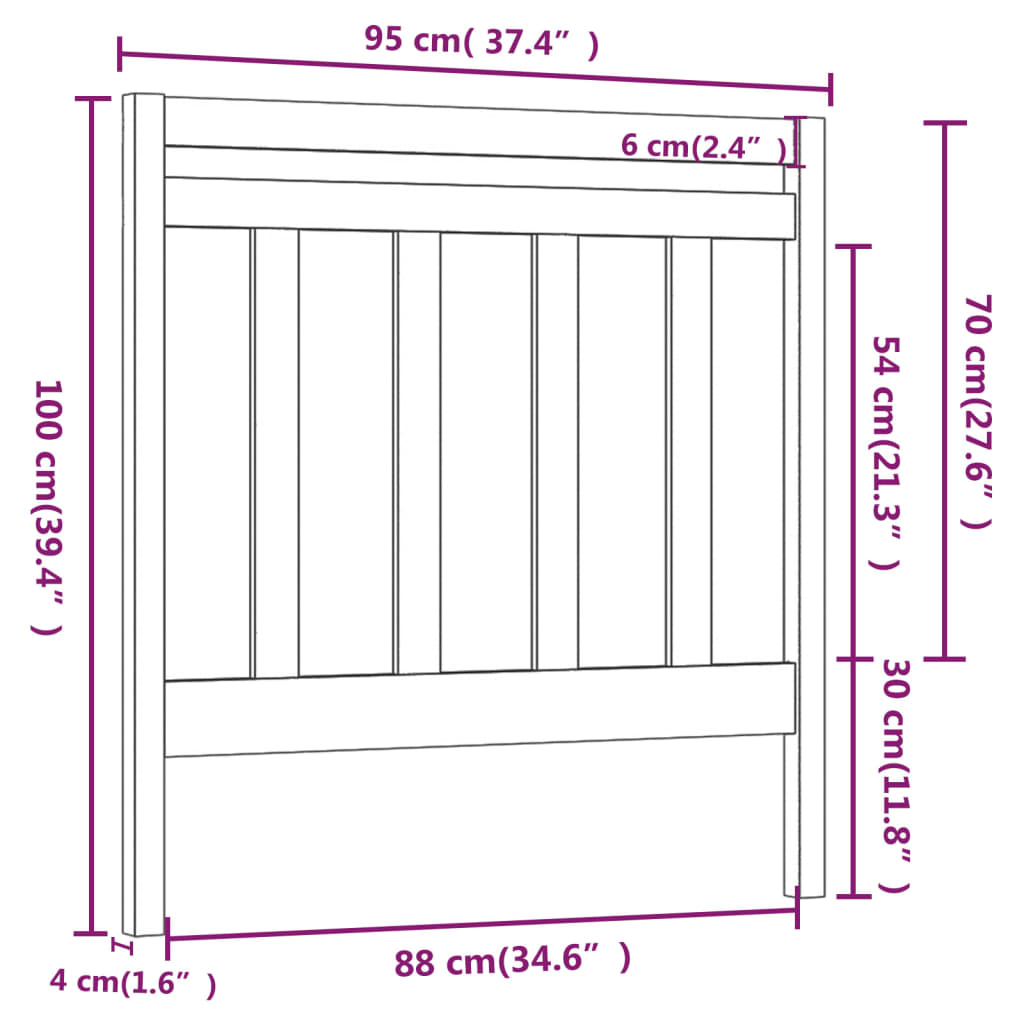 vidaXL Čelo postele 95 x 4 x 100 cm masivní borovice