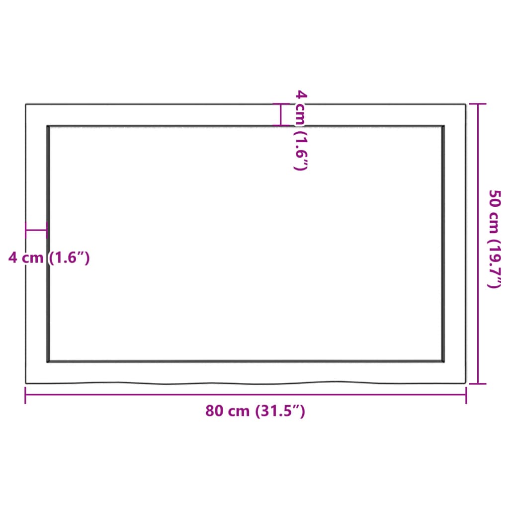 vidaXL Stolní deska 80x50x(2-6) cm neošetřený masivní dubové dřevo