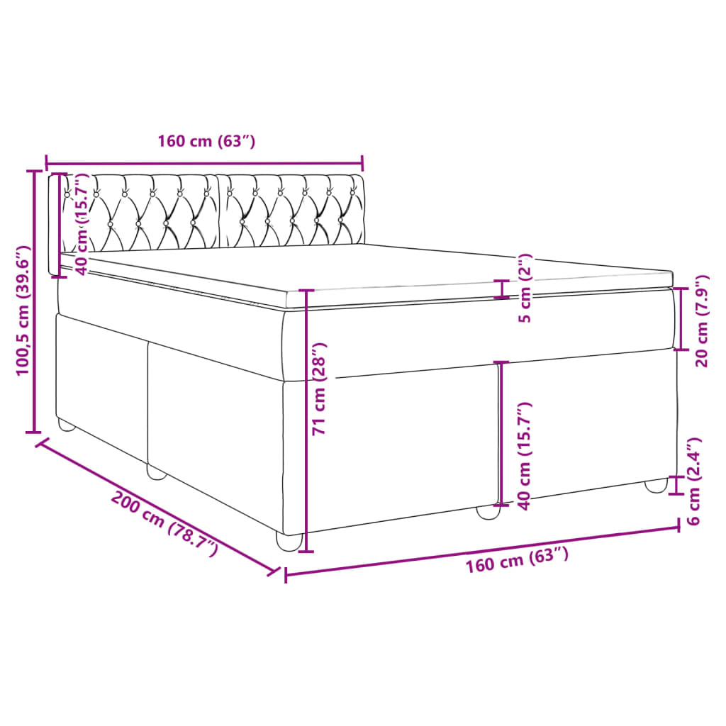 vidaXL Box spring postel s matrací modrá 160x200 cm textil