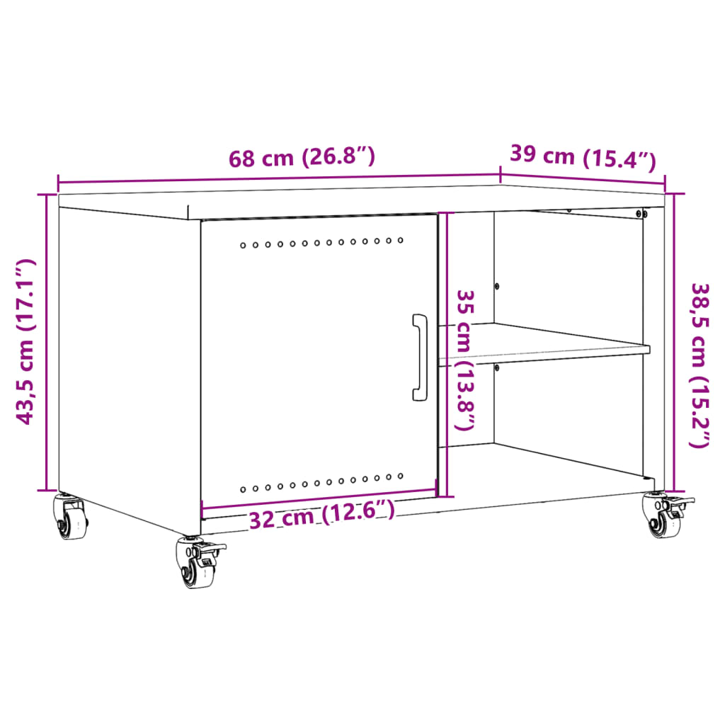 vidaXL TV skříňka olivově zelená 68 x 39 x 43,5 cm ocel