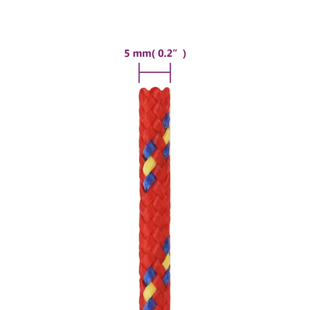 vidaXL Lodní lano červené 5 mm 25 m polypropylen