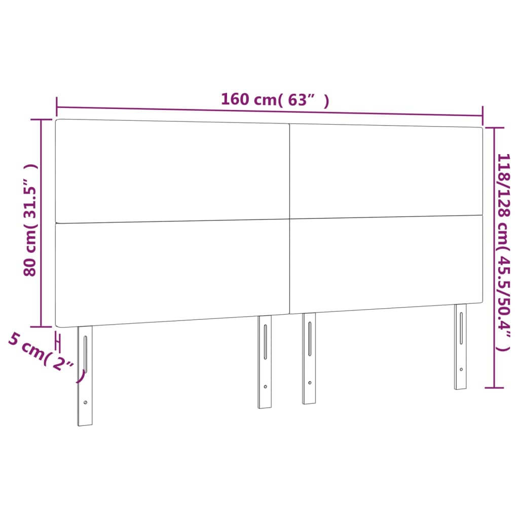 vidaXL Čelo postele s LED černé 160x5x118/128 cm samet