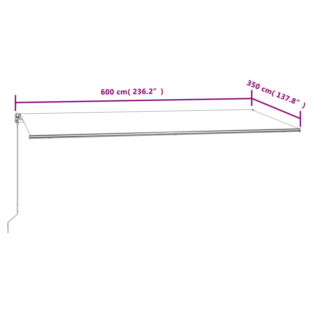 vidaXL Automatická zatahovací markýza 600 x 350 cm oranžovo-hnědá