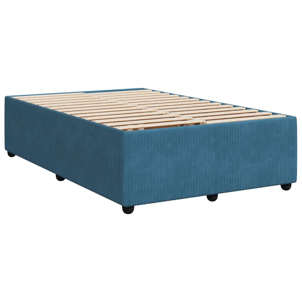 vidaXL Box spring postel s matrací tmavě modrá 120x190 cm samet