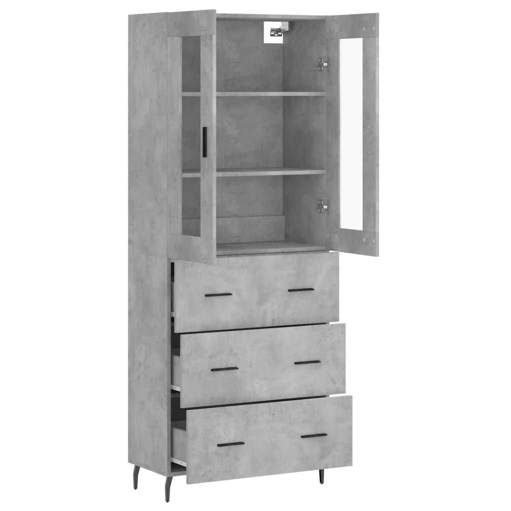 vidaXL Skříň highboard betonově šedá 69,5x34x180 cm kompozitní dřevo