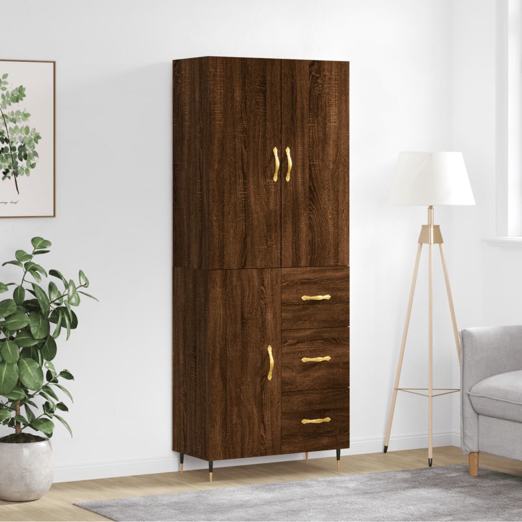 vidaXL Skříň highboard hnědý dub 69,5 x 34 x 180 cm kompozitní dřevo