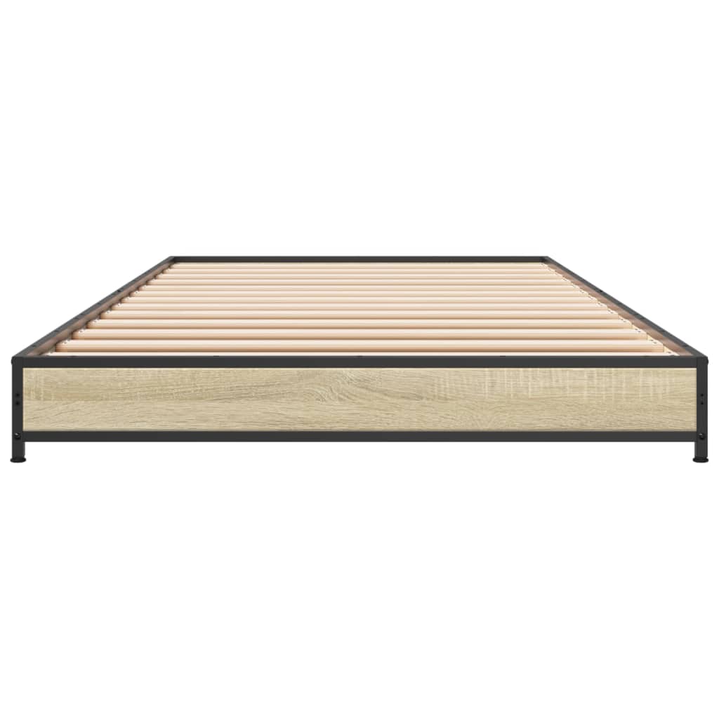vidaXL Rám postele dub sonoma 90 x 190 cm kompozitní dřevo a kov
