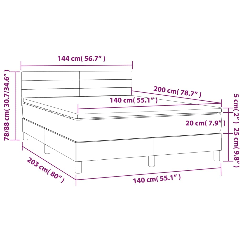 vidaXL Box spring postel s matrací tmavě šedá 140x200 cm textil