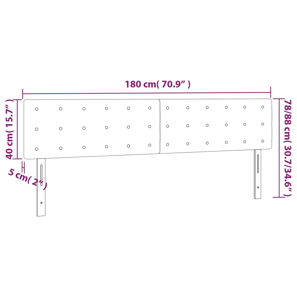 vidaXL Čelo postele s LED černé 180x5x78/88 cm textil