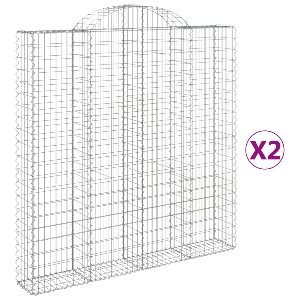 vidaXL Klenuté gabionové koše 2 ks 200x30x200/220cm pozinkované železo