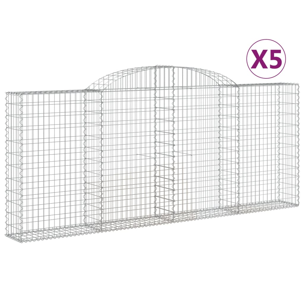 vidaXL Klenuté gabionové koše 5 ks 300x30x120/140cm pozinkované železo