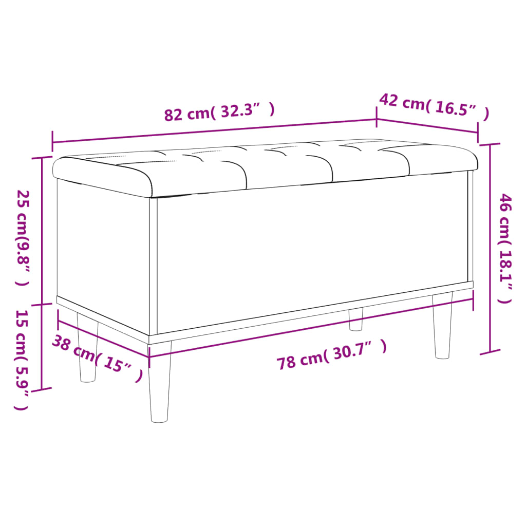 vidaXL Úložná lavice hnědý dub 82 x 42 x 46 cm kompozitní dřevo