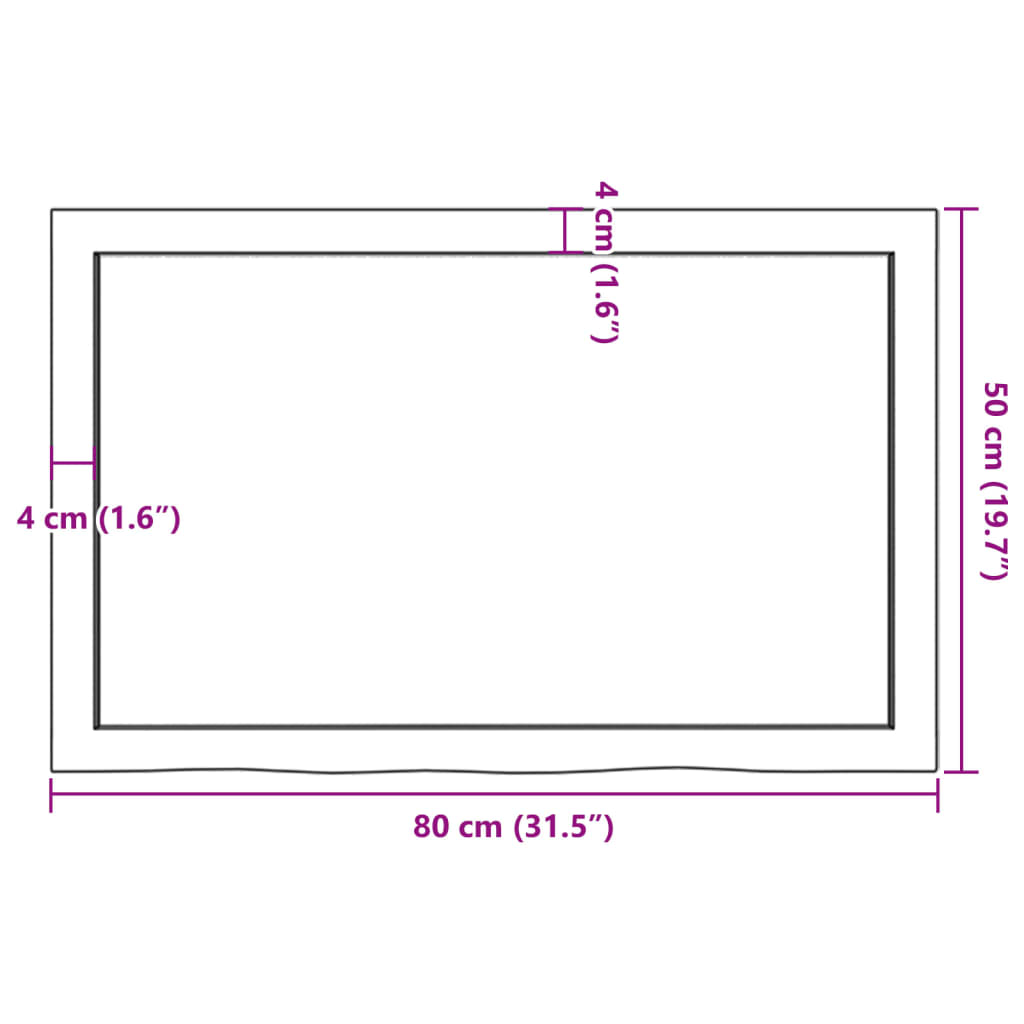 vidaXL Koupelnová deska hnědá 80x50x(2-6) cm ošetřený masivní dřevo