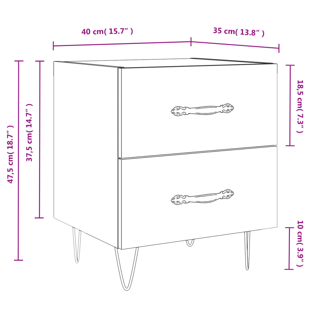 vidaXL Noční stolky 2 ks šedé sonoma 40x35x47,5 cm kompozitní dřevo