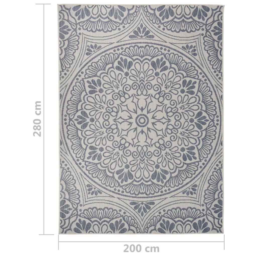 vidaXL Venkovní hladce tkaný koberec 200x280 cm modrý vzor