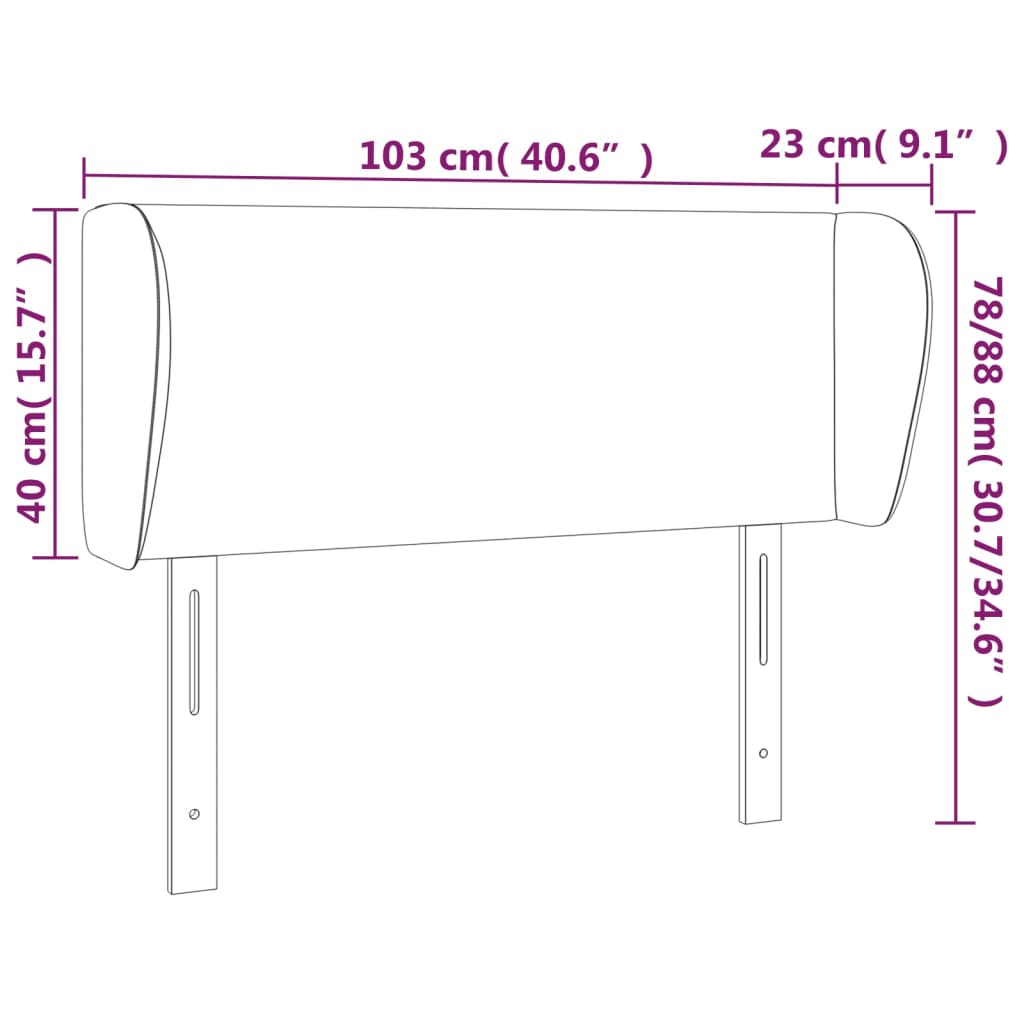 vidaXL Čelo postele typu ušák modré 103x23x78/88 cm textil