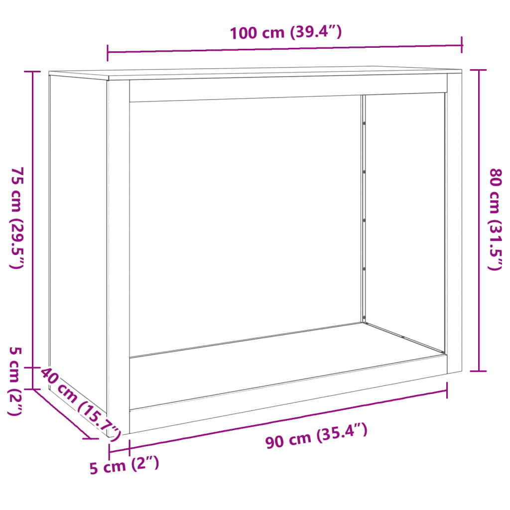 vidaXL Stojan na palivové dřevo 100 x 40 x 80 cm pozinkovaná ocel