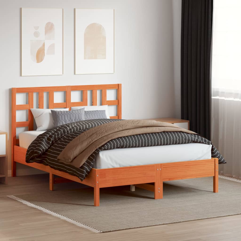 vidaXL Čelo postele voskově hnědé 150 cm masivní borové dřevo