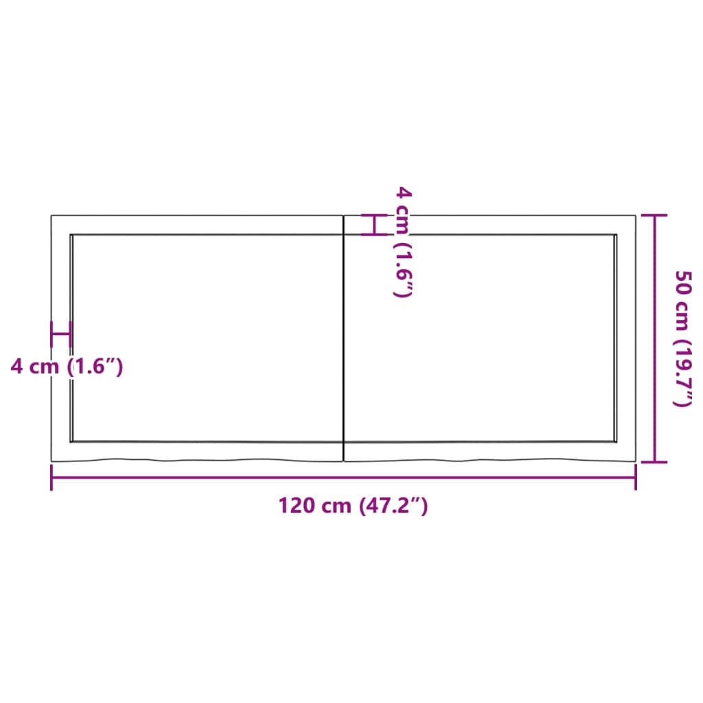 vidaXL Koupelnová deska tmavě hnědá 120x50x(2-4) cm ošetřený masiv