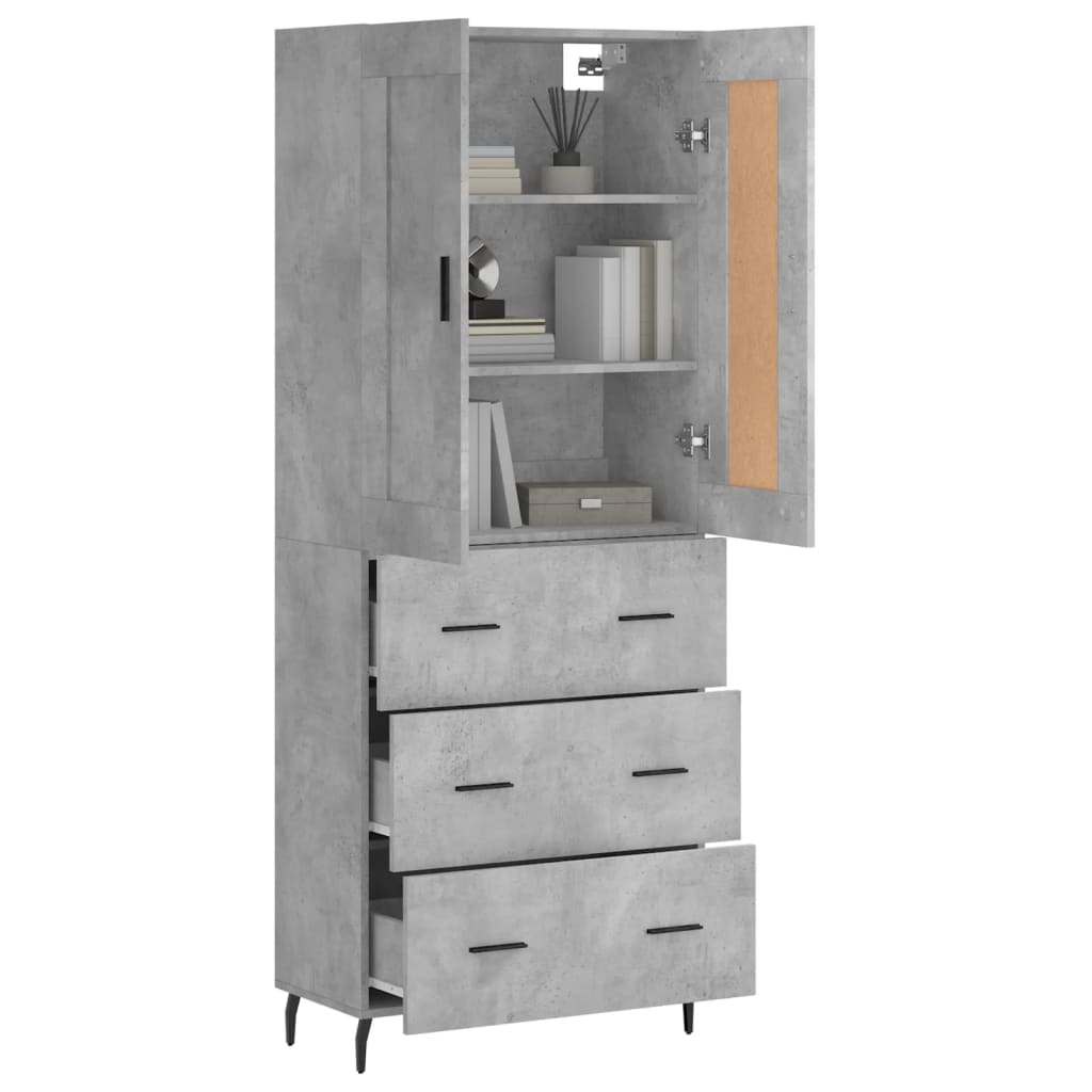 vidaXL Skříň highboard betonově šedá 69,5x34x180 cm kompozitní dřevo