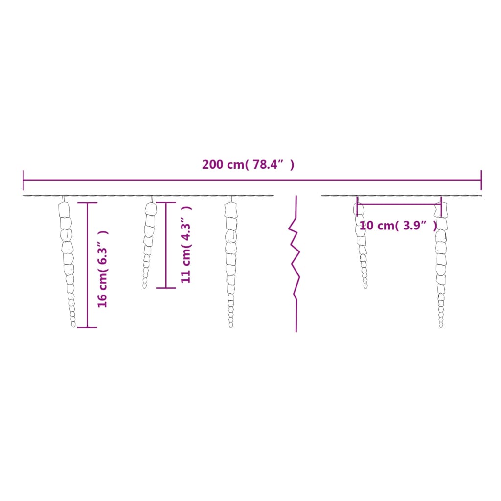 vidaXL Vánoční světelné rampouchy 40 cm modré akryl ovladač