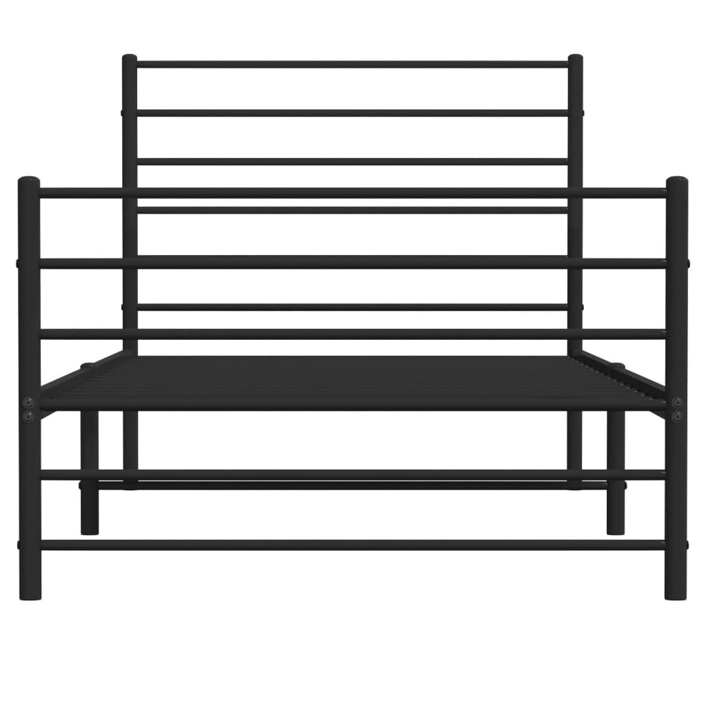 vidaXL Kovový rám postele s hlavovým a nožním čelem černý 107 x 203 cm