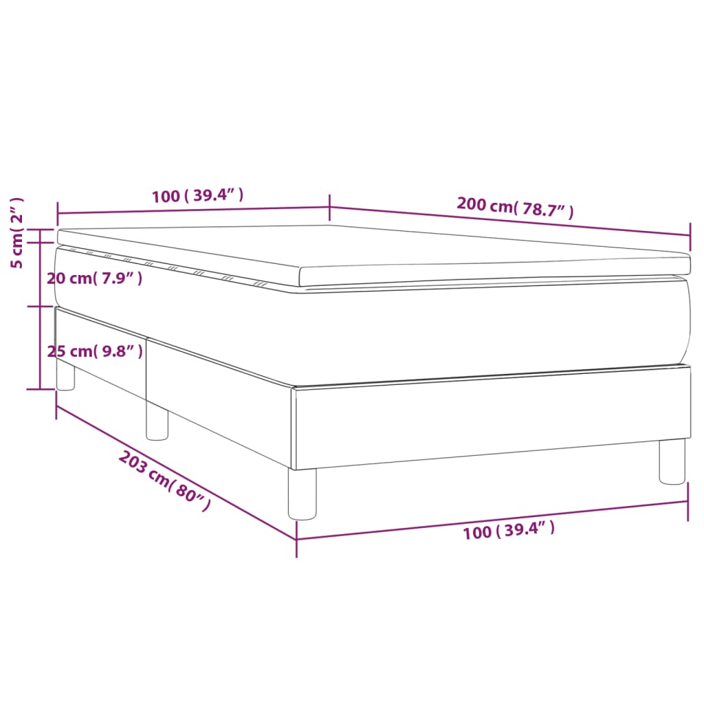 vidaXL Box spring postel s matrací světle šedá 100x200 cm samet