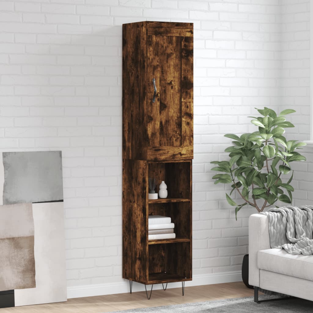 vidaXL Skříň highboard kouřový dub 34,5 x 34 x 180 cm kompozitní dřevo