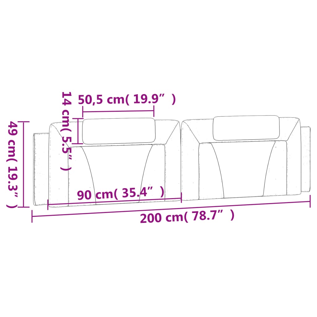 vidaXL Polštář na čelo postele hnědý 200 cm umělá kůže