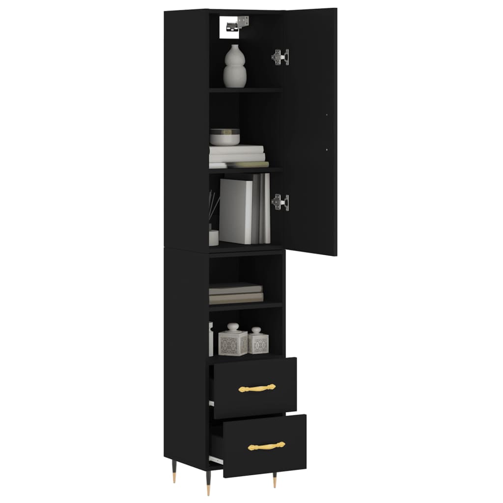 vidaXL Skříň highboard černá 34,5 x 34 x 180 cm kompozitní dřevo